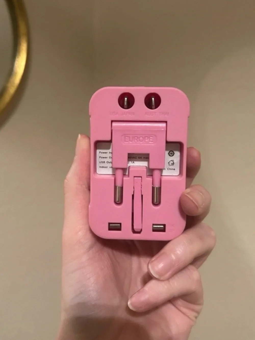 Universal Travel Adapter with Surge Protection - Pink